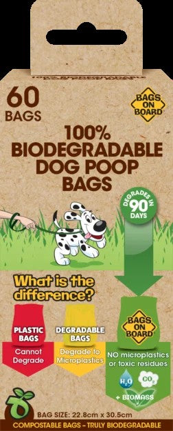 BAGS ON BOARD Biodegradable maišeliai ekskrementams rinkti, 60vnt.