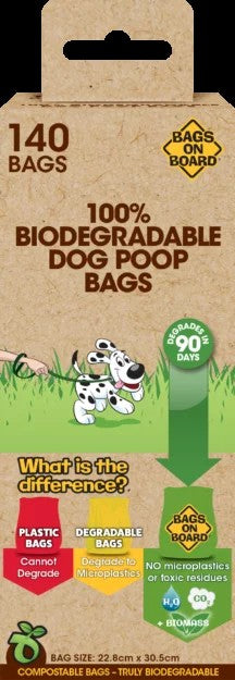 BAGS ON BOARD Biodegradable maišeliai ekskrementams rinkti, 140 vnt.