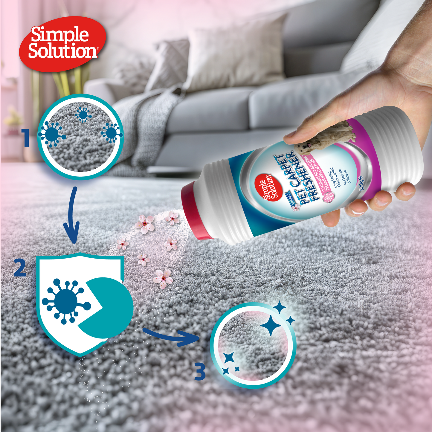 NAUJIENA! SIMPLE SOLUTION Carpet Freshener kilimų atnaujinimui, 500 g