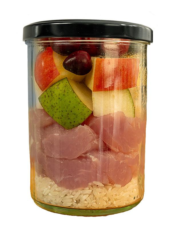 FIDELIS virta šviežia vištiena su ryžiais, cukinijomis ir mangais, 400 g.