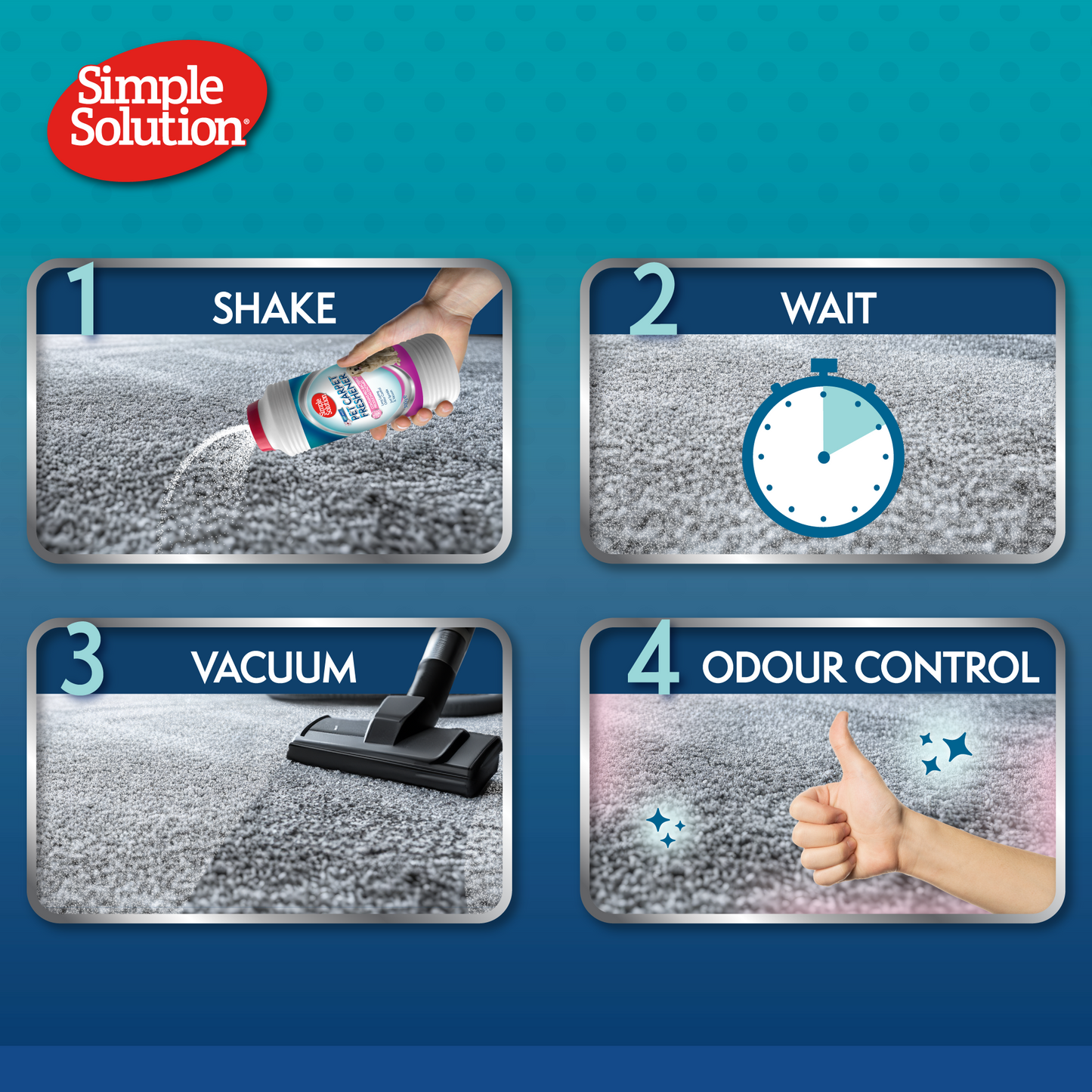 NAUJIENA! SIMPLE SOLUTION Carpet Freshener kilimų atnaujinimui, 500 g