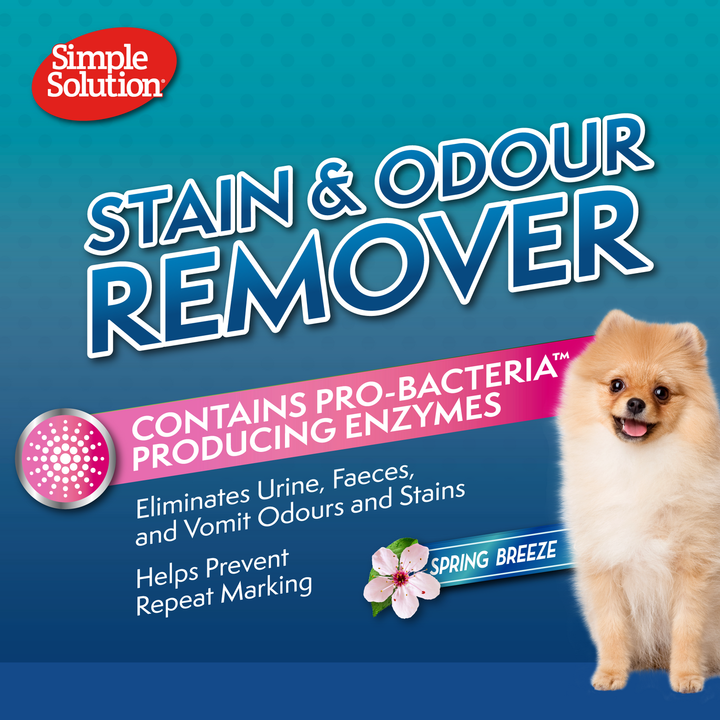 SIMPLE SOLUTION Stain & Odour Remover - Spring Breeze plekkide ja lõhnaeemaldaja, 750 ml