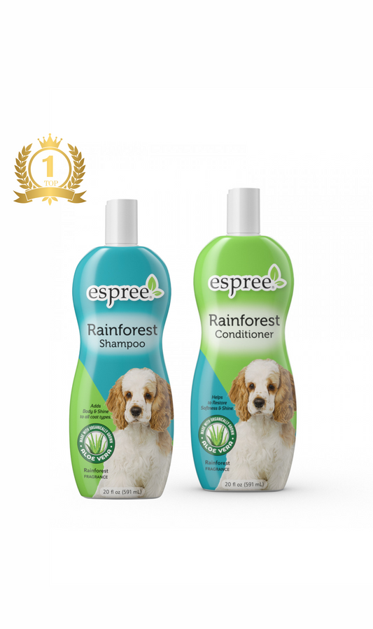 POPULIARIAUSIAS! Espree Rainforest šampūnas ir kondicionierius visų tipų kailiui 2x355ml