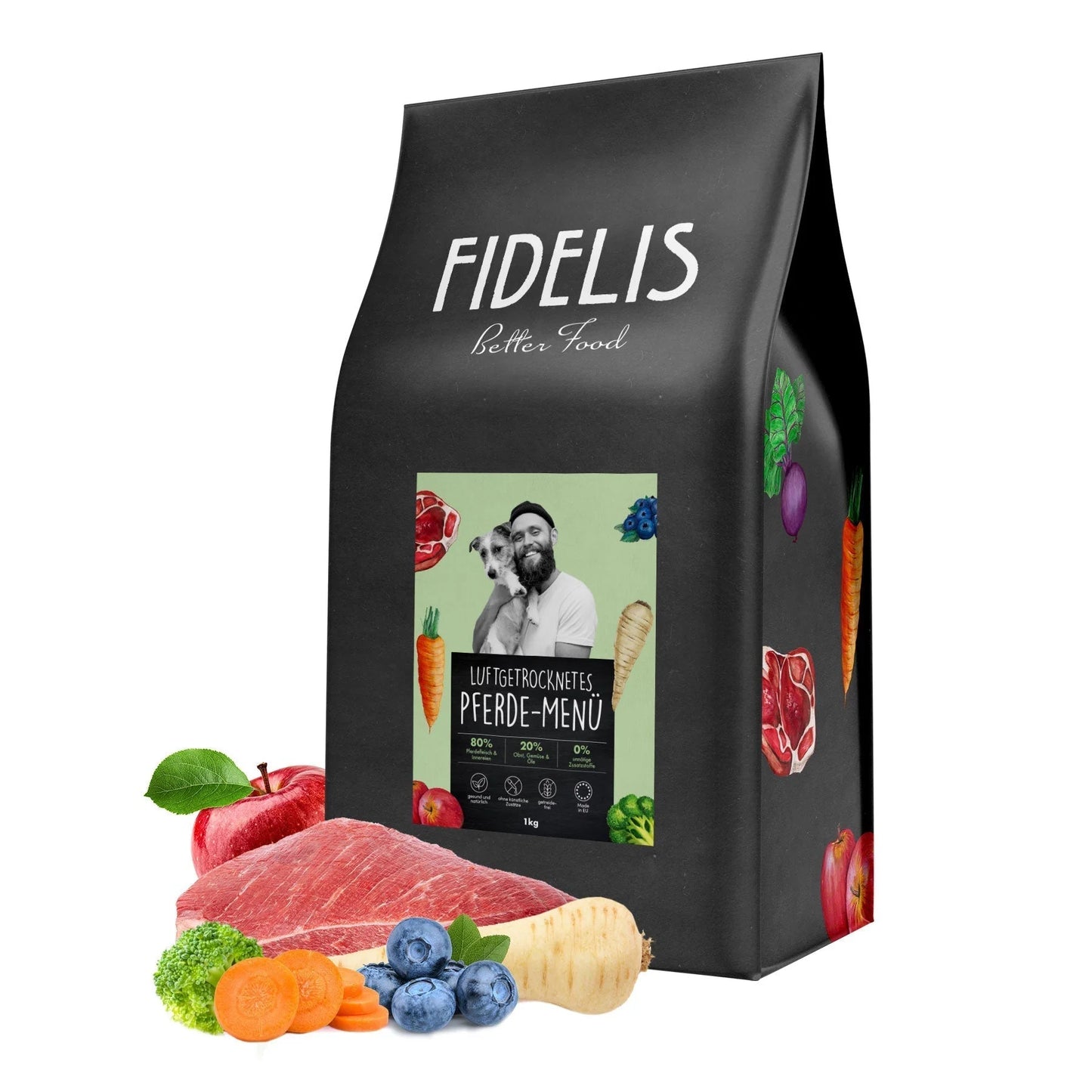 FIDELIS gaisa žāvēta zirga gaļas barība, 1 kg.